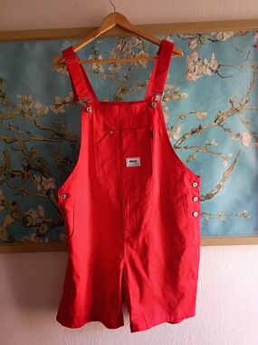 Bright Red Short Overalls